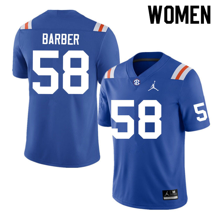 Women #58 Austin Barber Florida Gators College Football Jerseys Sale-Throwback